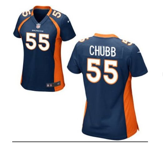 Women's Denver Broncos 55 Bradley Chubb jersey navy blue