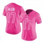 Women's Bills #17 josh allen pink fashion football jersey