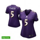 Women Baltimore Ravens #5 Joe Flacco game jersey purple