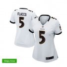 Women Baltimore Ravens #5 Joe Flacco game jersey white