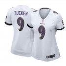 Women's Baltimore Ravens #9 Justin Tucker White Game football Jersey