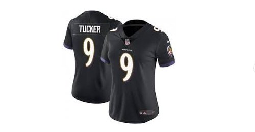 Women's Baltimore Ravens #9 Justin Tucker Football jersey black