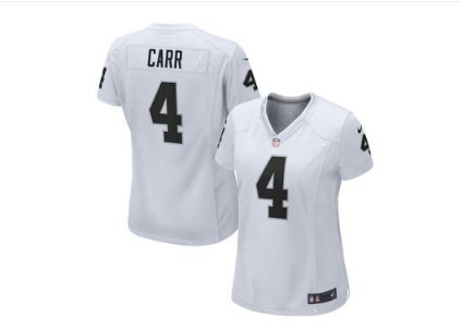 Women's Oakland Raiders #4 Derek Carr game jersey white