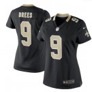 Women Saints 9 Drew Brees stitched jersey black