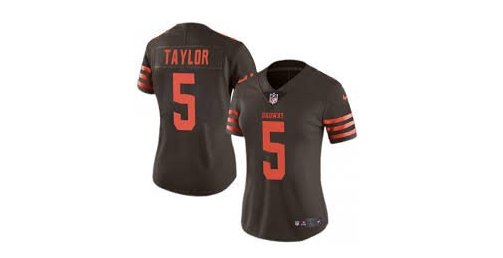 Women's Cleveland Browns #5 Tyrod Taylor football jersey brown