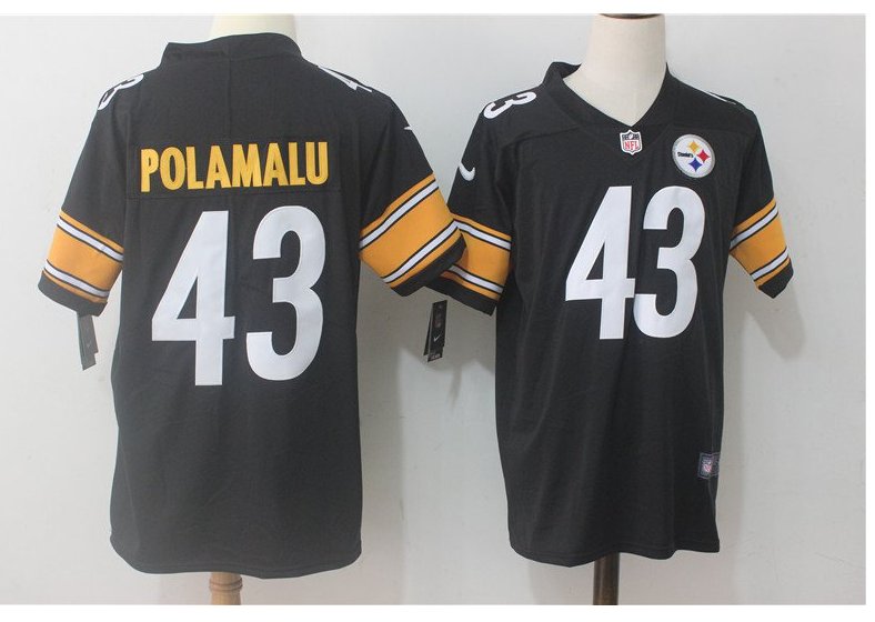 Men's Steelers #43 Troy Polamalu color rush Limited jersey black