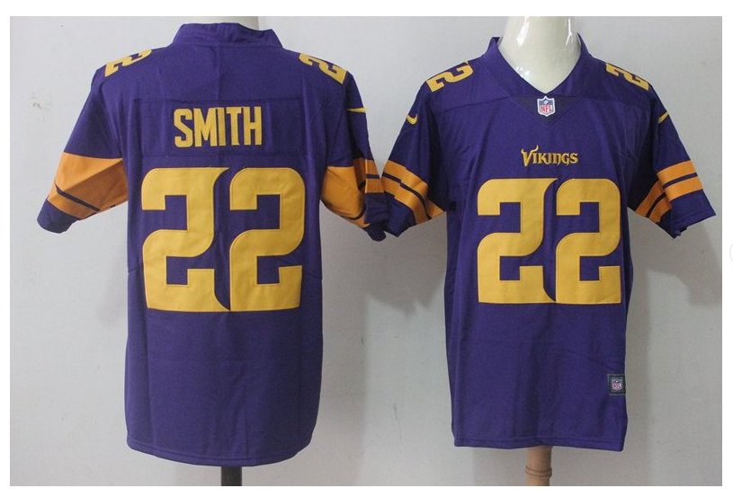 Men's Vikings #22 Harrison Smith color rush Limited jersey purple