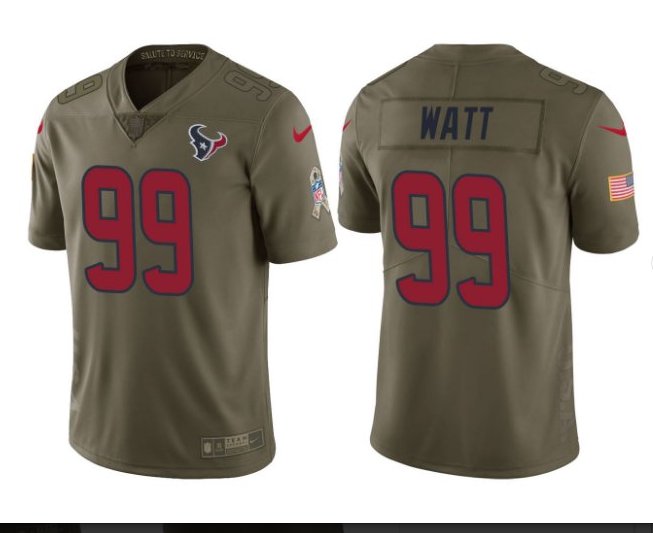 Men's Houston Texans #99 JJ Watt salute to service jersey olive