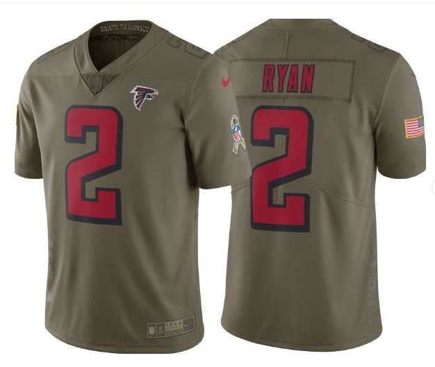 Men's Atlanta Falcons #2 Matt Ryan salute to service jersey olive