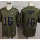 Men's Los Angels Rams #16 Jared Goff salute to service Jersey olive