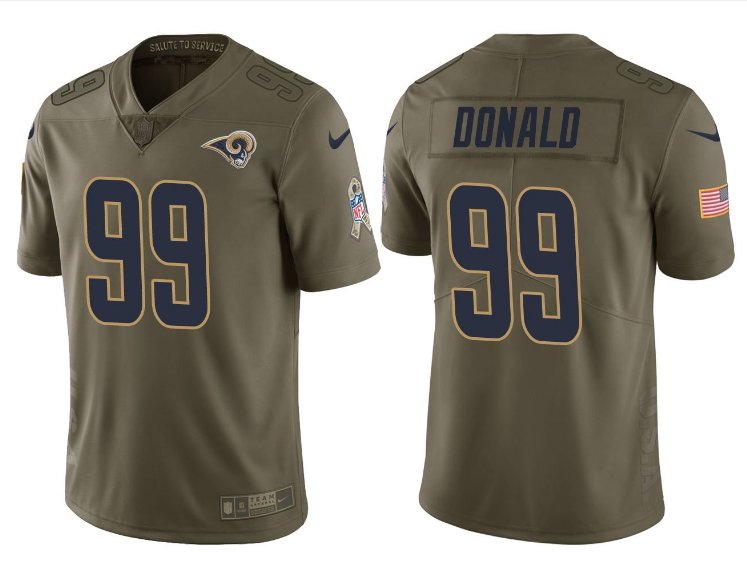 Men's Rams #99 Aaron Donald salute to service limited jersey olive