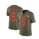 Men's Browns 6 Baker Mayfield salute to service jersey olive
