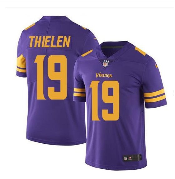 Men's Vikings #19 Adam Thielen color rush Limited jersey purple