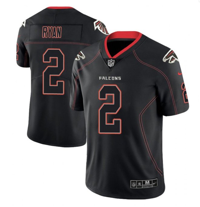 Men's Atlanta Falcons Matt Ryan Black color rush Limited lights out jersey