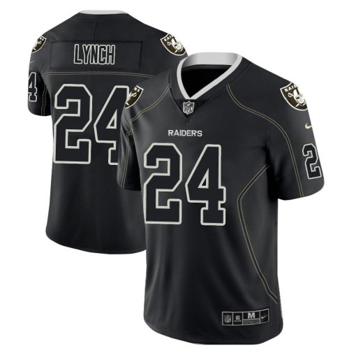 Men Raiders Marshawn Lynch Black color rush Limited lights out jersey