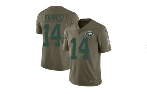Men's New York Jets #14 Sam Darnold salute to service Jersey green