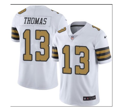 Men's Saints #13 Michael Thomas color rush Limited Jersey white