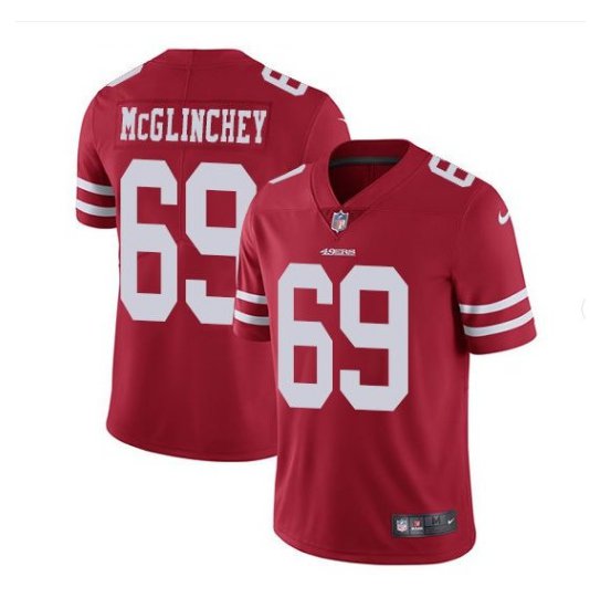 Men's 49ers #69 Mike McGlinchey color rush Limited Jersey red