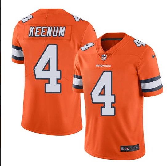 Men's Denver Broncos #4 Case Keenum color rush Limited jersey orange