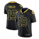 Mens Vikings #19 Adam Thielen black color rush limited lights out jersey