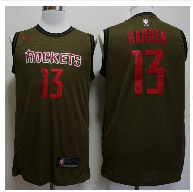Mens Houston Rockets #13 James Harden Olive Jersey NEW