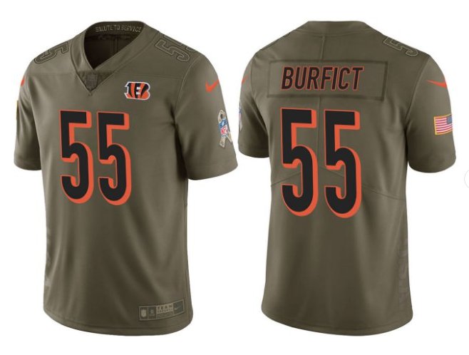 Men Cincinnati Bengals #55 Vontaze Burfict salute to service jersey olive