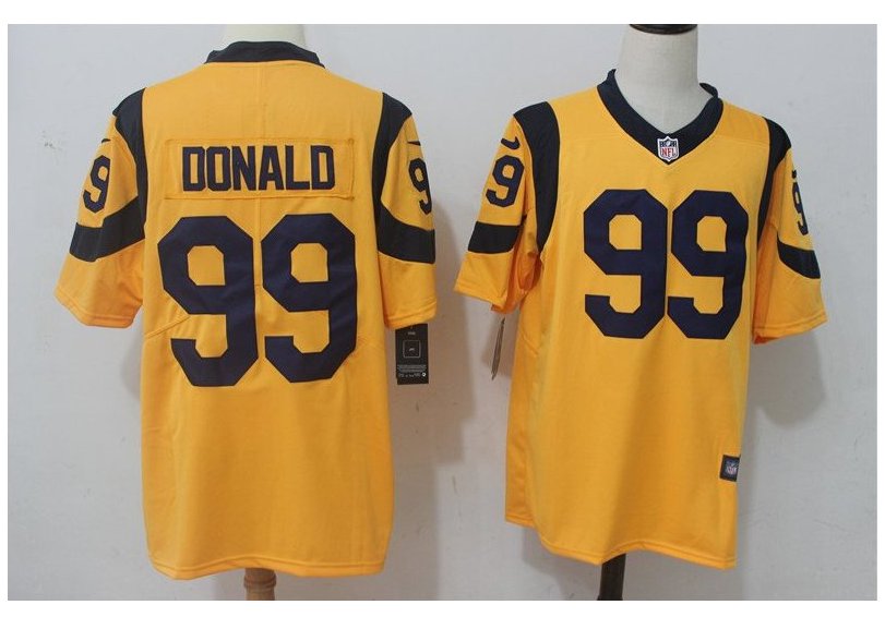 Men's Angels Rams #99 Aaron Donald color rush limited jersey yellow