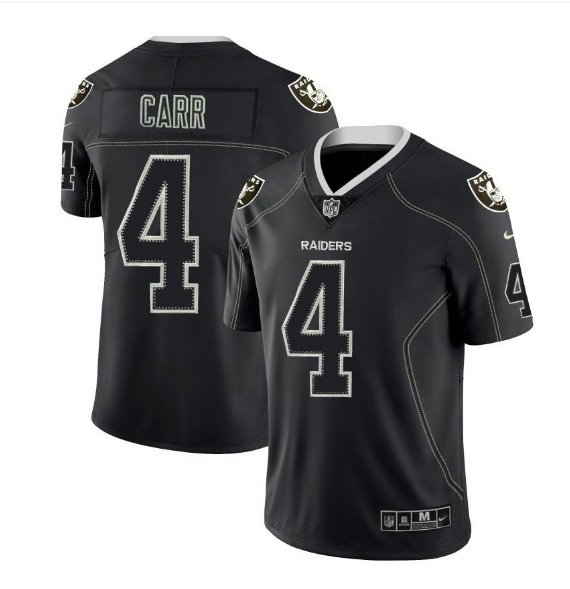 Men's Raiders #4 Derek Carr black color rush Limited lights out jersey
