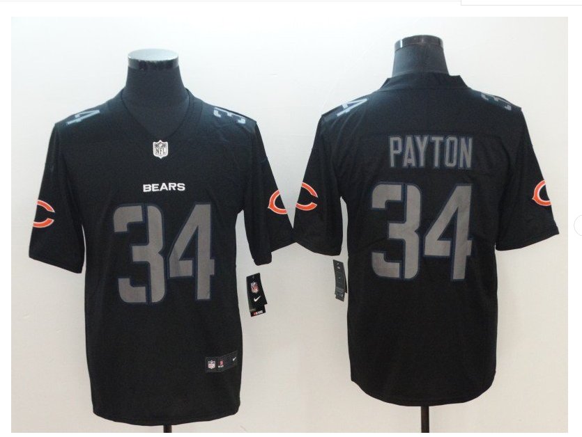Men's Chicago bears #34 Walter Payton Limited jersey Black Hyphenation
