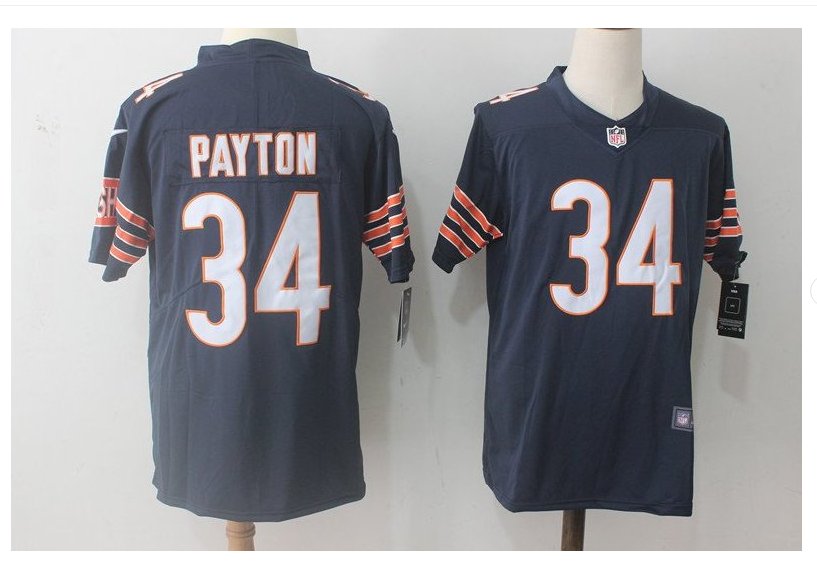 Men's Chicago bears #34 Walter Payton color rush Limited jersey navy