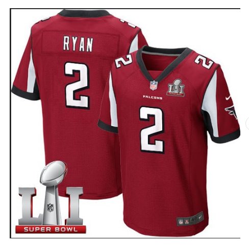 Men's Atlanta Falcons #2 Matt Ryan super bowl jersey red