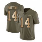 Men's Broncos #14 Courtland Sutton Olive Gold Jersey Salute To Service