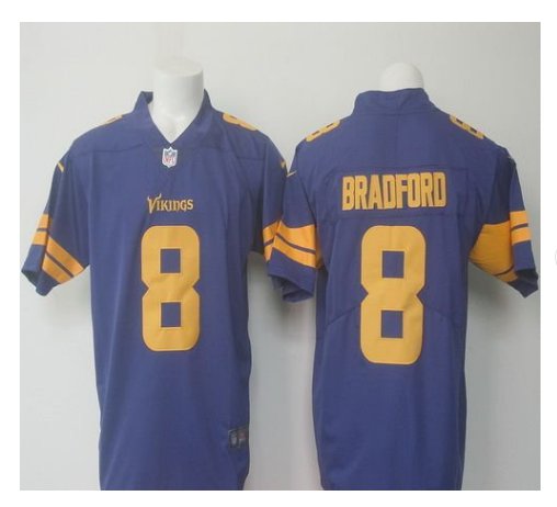Men's Sam Bradford vikings #8 Color Rush Limited Jersey purple