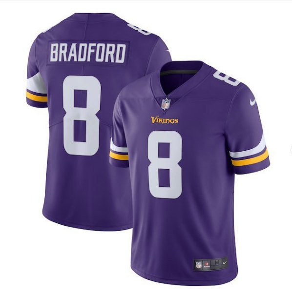 Men's Sam Bradford vikings #8 Color Rush Limited Jersey purple