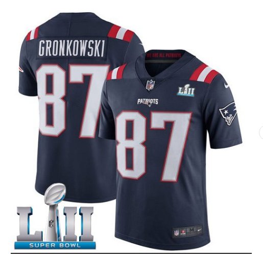 Men's Patriots 87 Rob Gronkowski super bowl Jersey navy blue