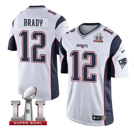 Men's Patriots 12 Tom Brady Super bowl Jersey white