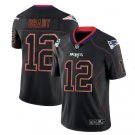 Men's Patriots 12 Tom Brady Black color rush Limited lights out Jersey