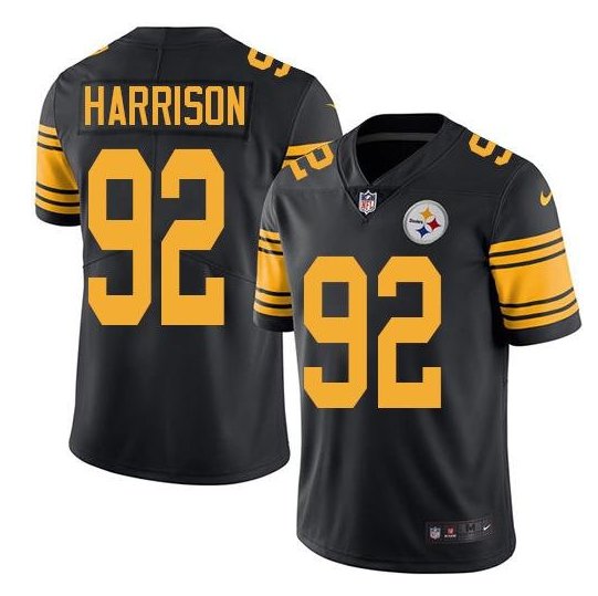 Men's Steelers #92 James Harrison color rush Limited jersey black