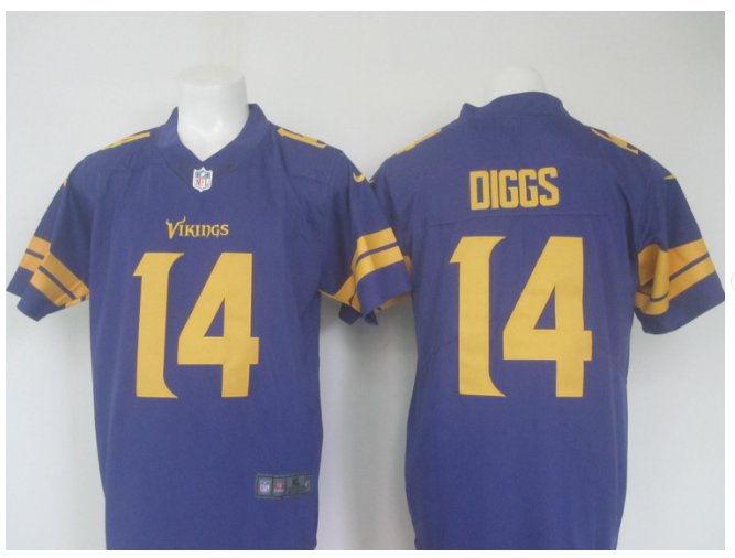 Men's Vikings #14 Stefon Diggs color rush Limited jersey purple