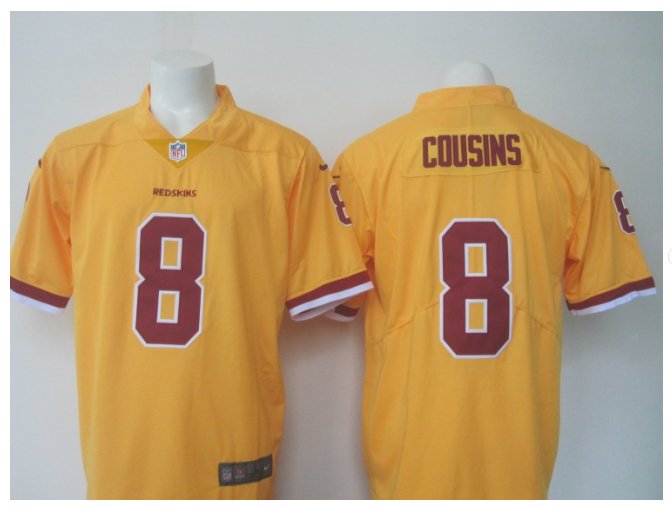 Men's Redskins #8 Kirk Cousins color rush Limited jersey yellow