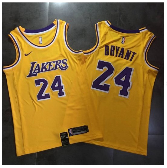 Men's Lakers 24 Kobe Bryant Jersey Yellow Fine Embroidery NEW