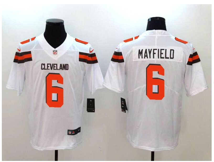 Men's Browns #6 Baker Mayfield color rush Limited jersey white