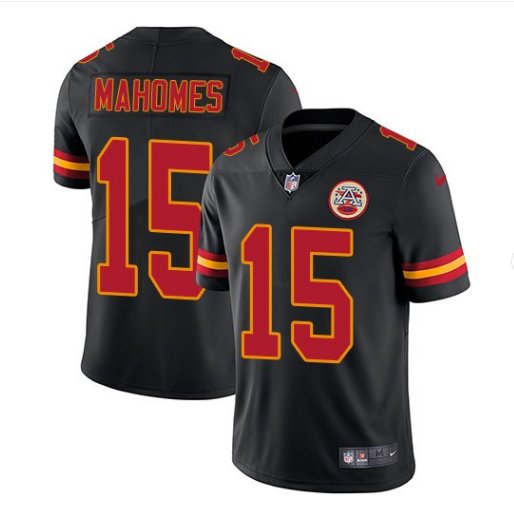 Men's KC Chiefs #15 Patrick Mahomes color rush Limited jersey black