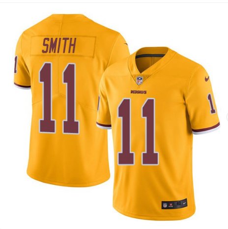 Men's Redskins #11 Alex Smith color rush Limited jersey yellow
