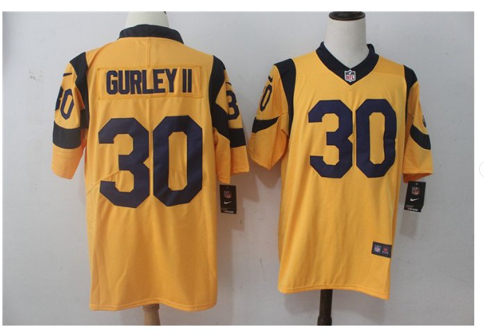 Men's Rams #30 todd gurley color rush Limited jersey yellow
