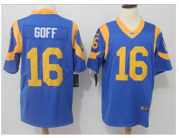 Men's Rams #16 Jared Goff color rush Limited jersey blue