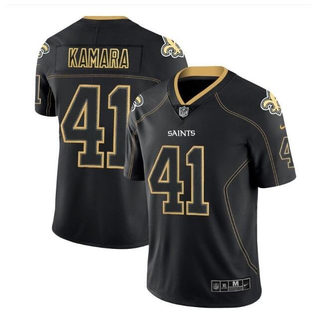 Mens Saints NIKE #41 Alvin Kamara Lights Out Jersey Black LT