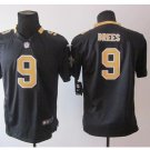 Youth Saints #9 Drew Brees black Stitched Football jersey kids