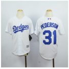 Youth/Kids Joc Pederson #31 Los Angeles Dodgers White Home Coolbase Jersey