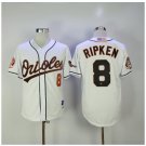 Men's Baltimore Orioles 8 Cal Ripken Throwback White Cool Base Jersey